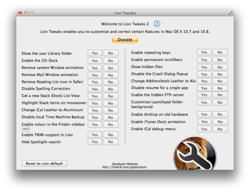 Lion Tweaks：打造个性化Mac