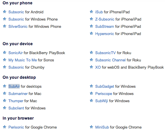 Subsonicclients