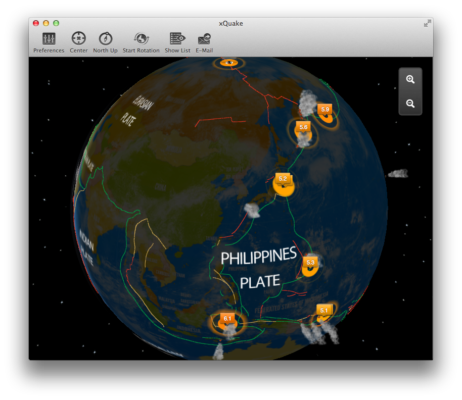 xQuake 地震，飓风预报，记录工具 2012世界末日必备Mac软件