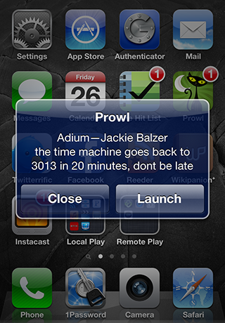 Prowl：将Growl消息转发到iPhone上