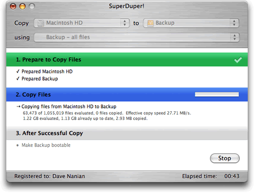 SuperDuper：可自启动备份文件生成工具