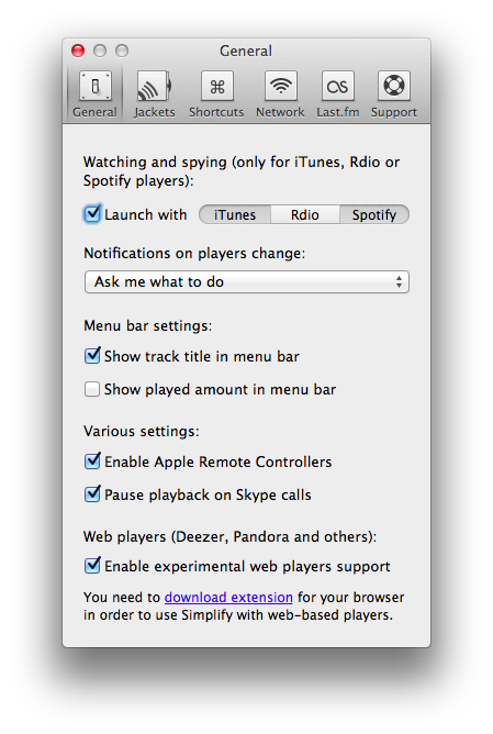 Simplify for Spotify,iTunes,Rdio