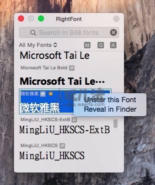 reveal fonts in finder