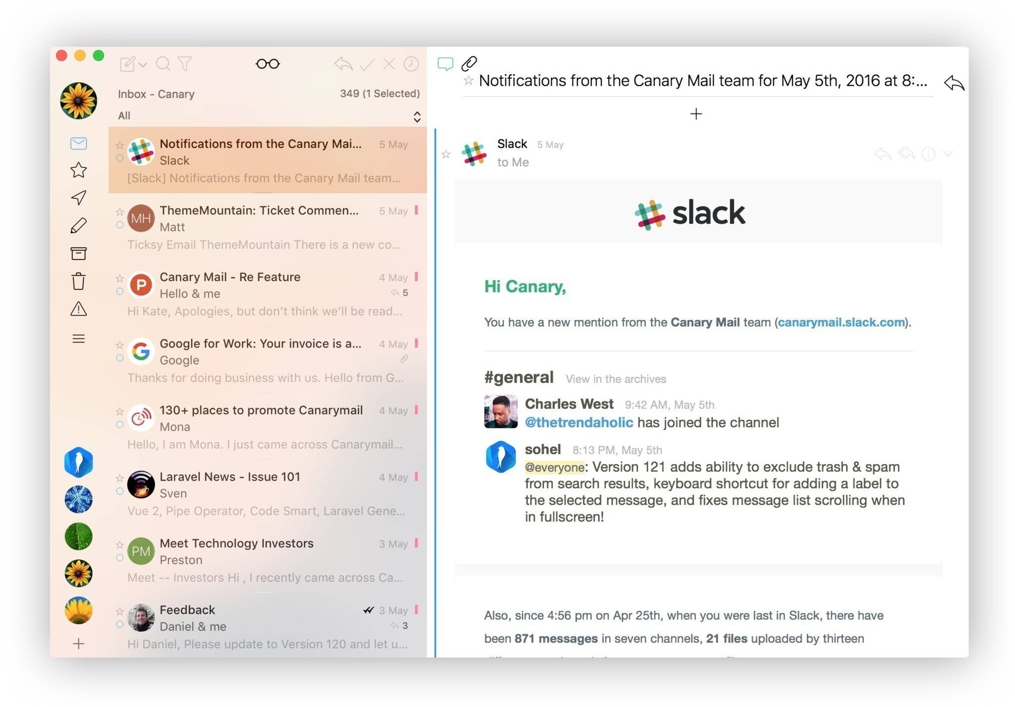 canary mail app