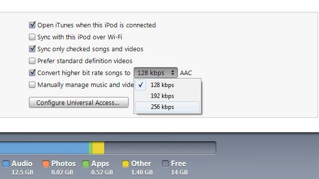 iTunes 10.6将AAC格式码率提高到256kbps