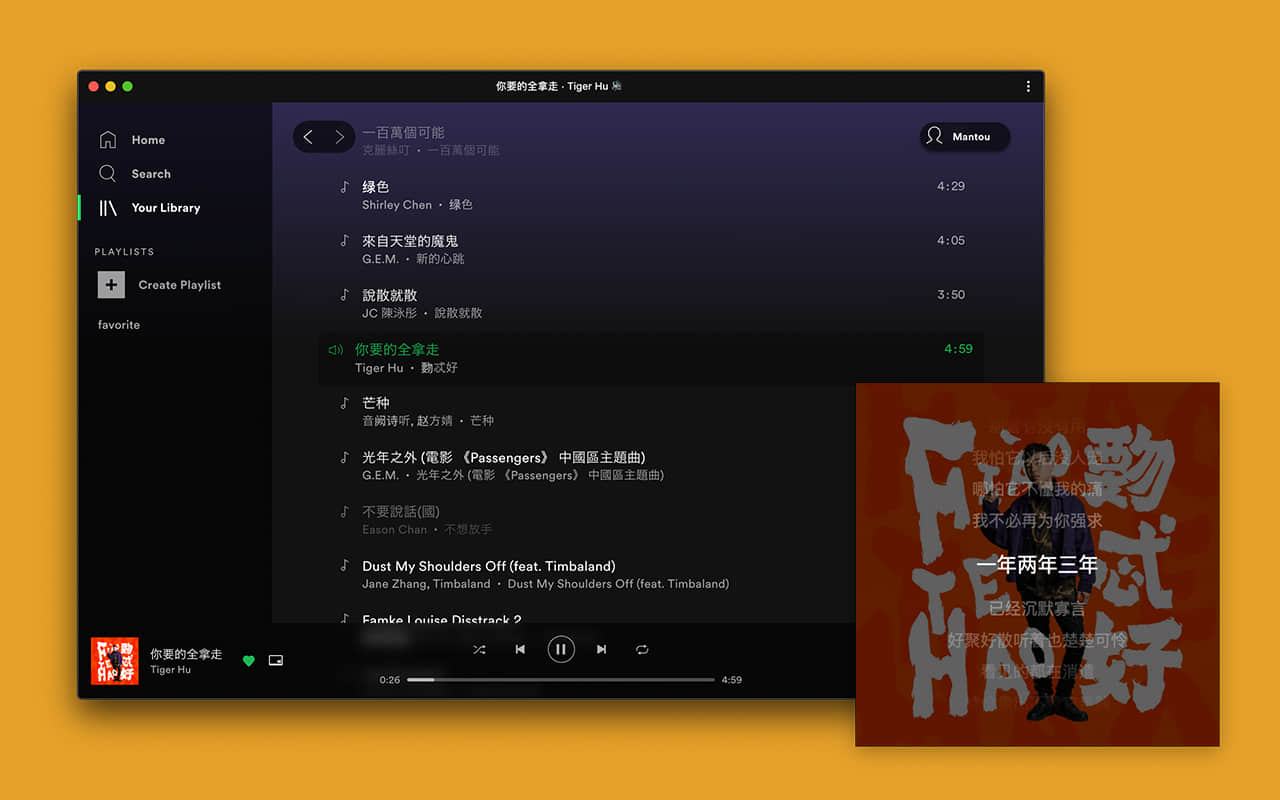 Spotify Web Player 歌词扩展：画中画显示歌词